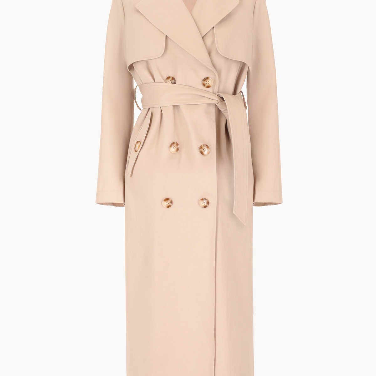 Matilde Long Double-Breasted Gabardine Trench Coat – Anfiny