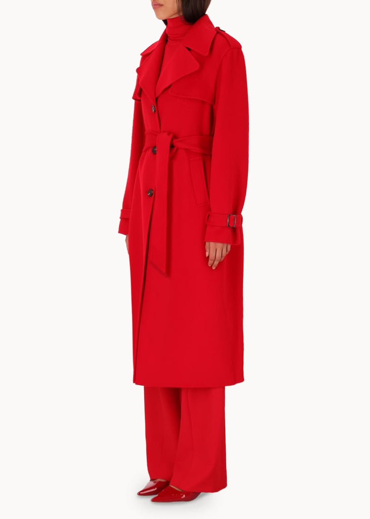 Audrey classic double breasted trench coat with detachable flannel liner & clearance hood